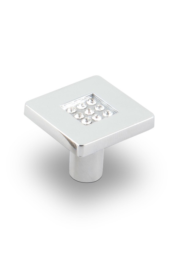 Ручка-кнопка с кристаллами, хром CRL03