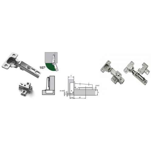 Петля накладная  с доводчиком 35мм (H301A021, C=0) PN-107/35D