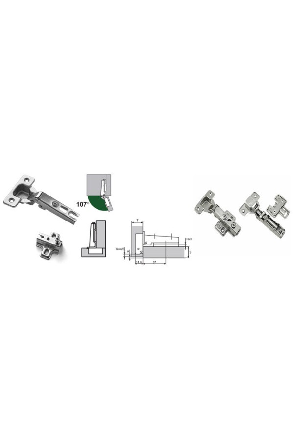 Петля накладная  с доводчиком 35мм (H301A021, C=0) PN-107/35D