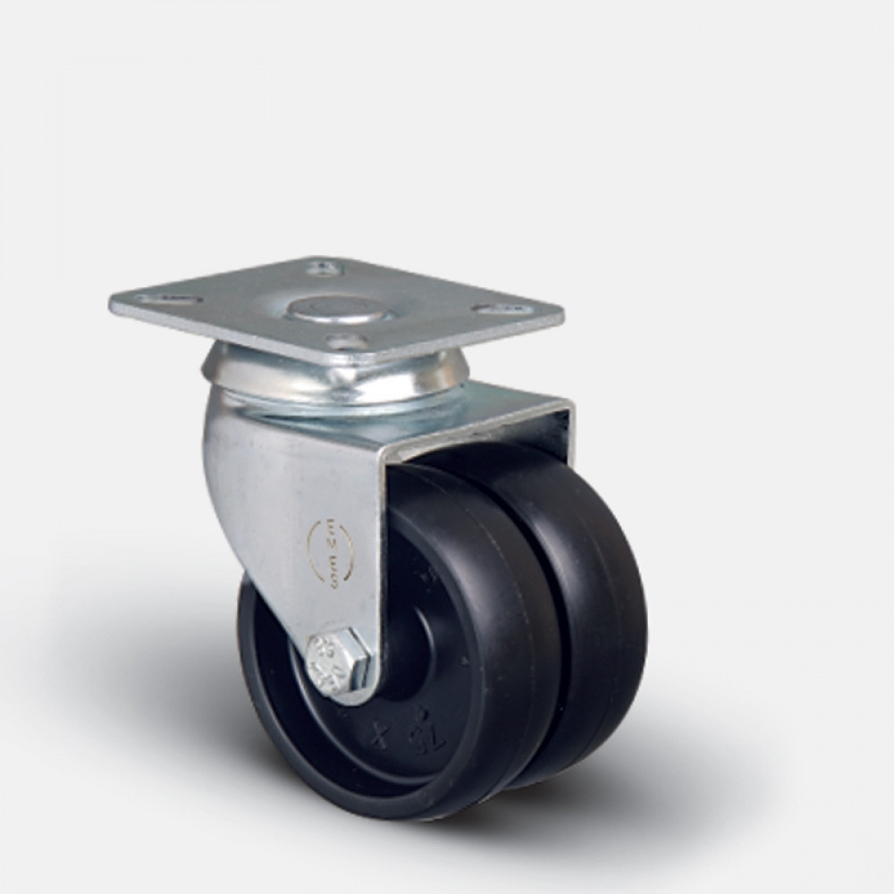 Колесо аппаратное сдвоенное поворотное  50 мм ( ET01 MKM 50 ), диск-полипропилен черное