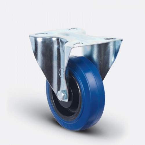 Колесо эластичная синяя резина неповоротное 125 мм диск-полиамид (EM02 ZMRm 125)