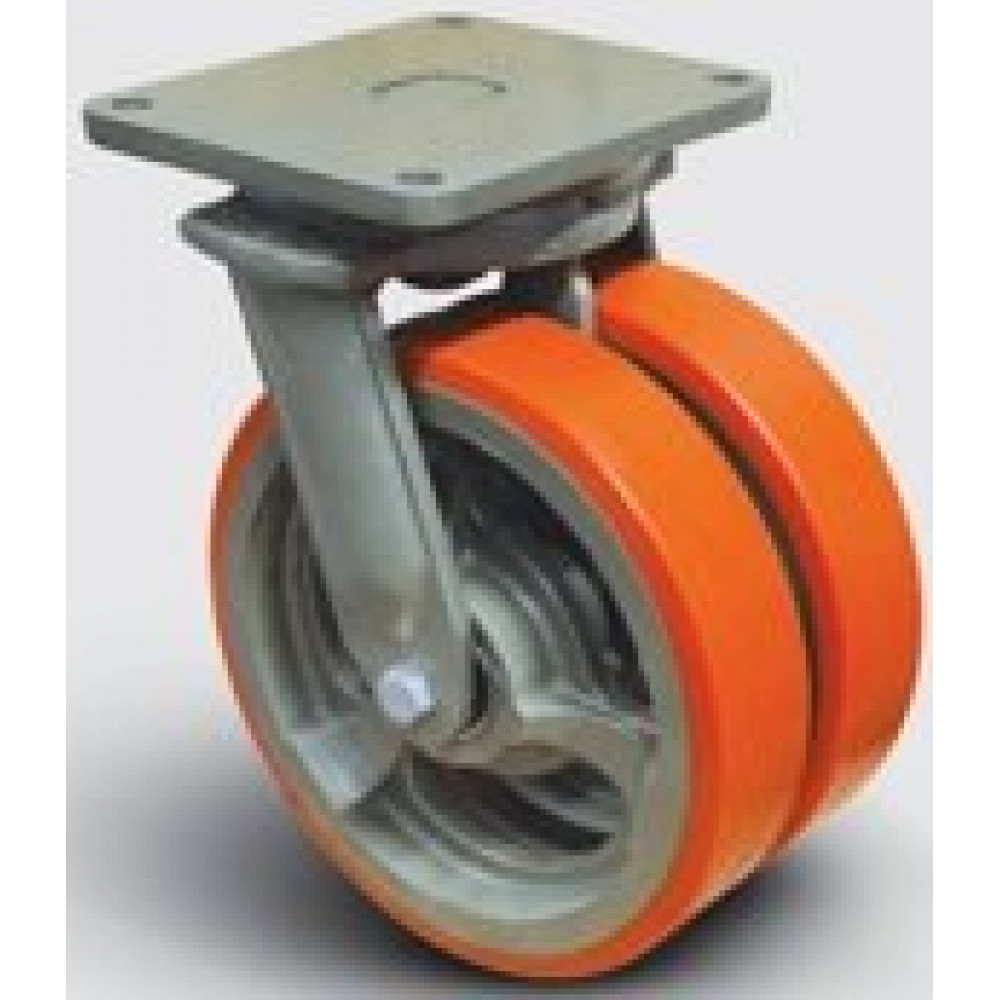 Колесо полиуретановое сдвоенное поворотное 250 мм ( EW01 VBP 250 ), диск-чугун