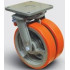 Колесо полиуретановое сдвоенное поворотное с тормозом 350 мм ( EW01 VBP 350 F ), диск-чугун