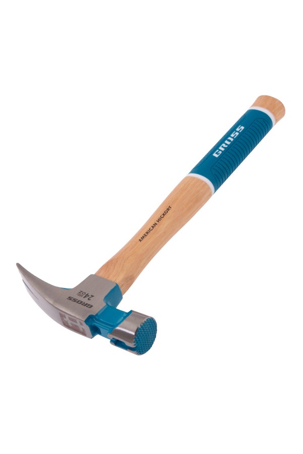 Молоток-гвоздодер, 680 г, угол 75, магнит, обрезиненная рукоятка AMERICAN HICKORY GROSS