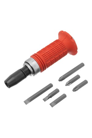 Отвертка ударно-поворотная 1/2, набор бит, 6 шт, обрезиненная ручка, пластиковый бокс Matrix