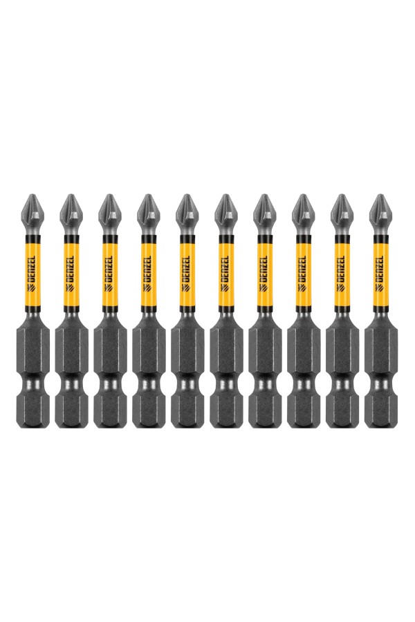 Бита IMPACT, PH1x50 мм, лазерная обработка шлица, сталь S2, 10 шт., Е 6,3 Denzel