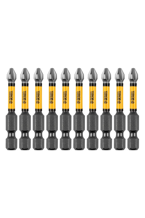 Бита IMPACT, PH2x50 мм, лазерная обработка шлица, сталь S2, 10 шт., Е 6,3 Denzel