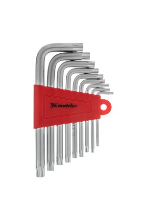 Набор ключей имбусовых Torx , 9 шт, T10-T50, CrV, коротких, с сатинированным покрытием Matrix