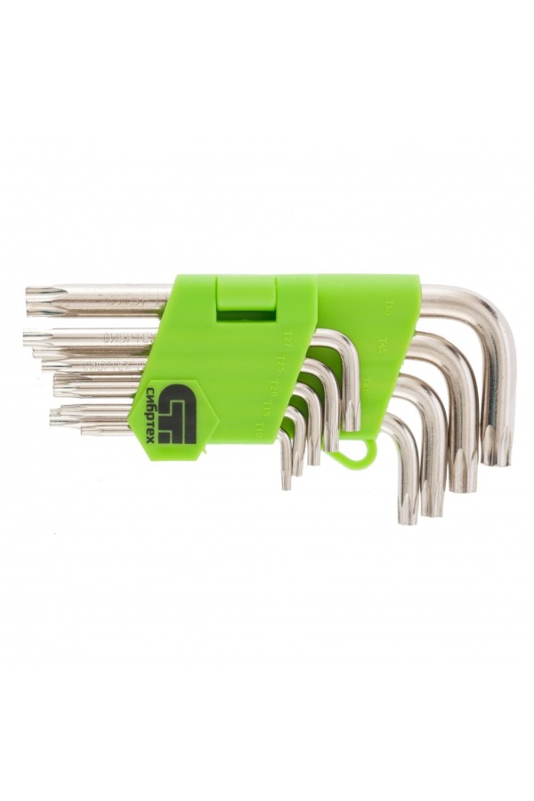 Набор ключей имбусовых Tamper-Torx , 9 шт: ТT10-ТT50.45x, закаленные, короткие, никель Сибртех