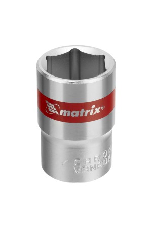 Головка торцевая, 18 мм, шестигранная, CrV, под квадрат 1/2, хромированная Matrix