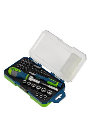 Отвертки реверсивные с набором бит и торцевыми головками, 41 шт, CrV Сибртех