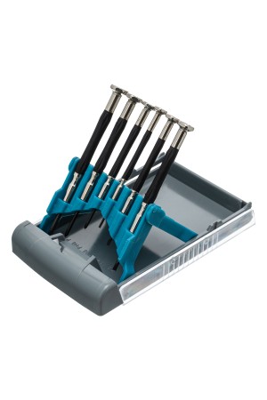 Набор отверток для точной механики, CrMo, металлические обрезиненные рукоятки, 6 шт, бокс трансформер Gross