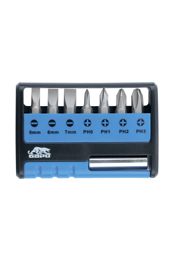 Набор бит с магнитным держателем, CrV, 8 шт Барс