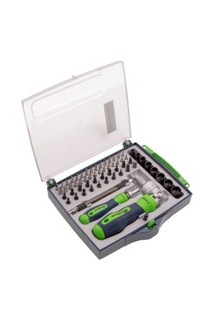 Отвертки реверсивные с набором бит, торцевых головок, 61 предмет, CrV Сибртех