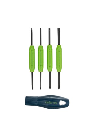 Отвертка со сменными двухсторонними насадками, 8 в 1, пластиковый кейс, CrV Сибртех