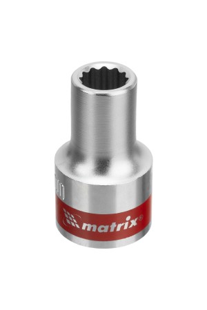 Головка торцевая, 9 мм, двенадцатигранная, CrV, под квадрат 1/2, хромированная Matrix