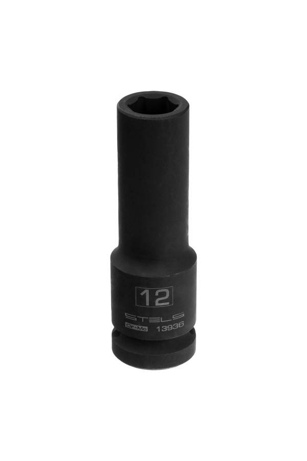Головка ударная удлиненная шестигранная, 12 мм, 1/2, CrMo Stels