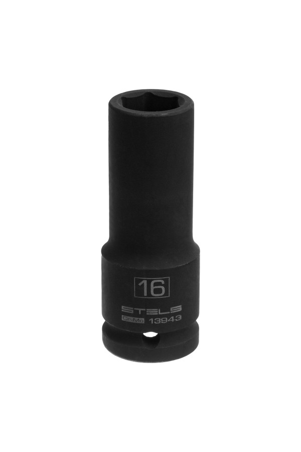Головка ударная удлиненная шестигранная, 16 мм, 1/2, CrMo Stels