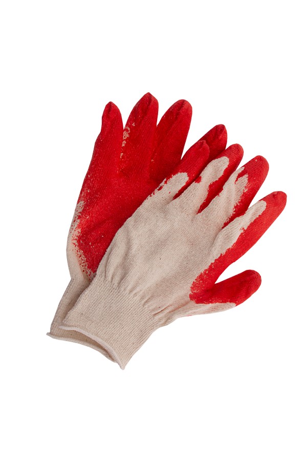 Перчатки трикотажные, хлопчатобумажные, с одинарным покрытием из латекса, 13 класс вязки