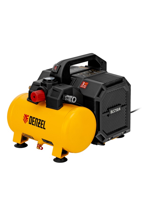 Компрессор  DLS750/6 безмасляный малошумный 750 Вт, 140 л/мин,ресивер 6 л Denzel