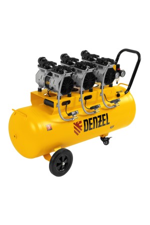Компрессор безмасляный, малошумный DLS 1800/100,1800 Вт, 3x600, 100 л, 345 л/мин// Denzel
