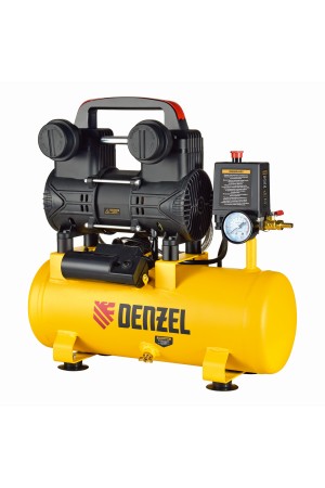 Компрессор безмасл. малошумный DLP-950/10, 950Вт, 10 л, 2850 об/мин, 170 л/мин Denzel