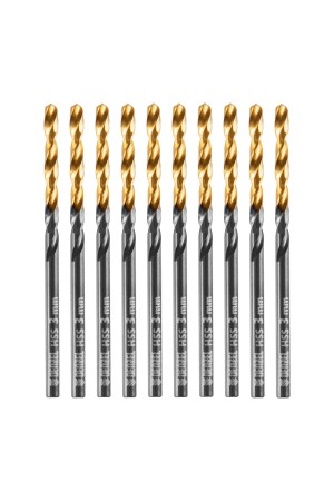 Сверло по металлу, 3 мм, HSS-Tin, Golden Tip, 10 шт. Denzel