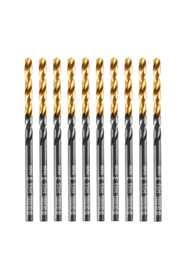Сверло по металлу, 3 мм, HSS-Tin, Golden Tip, 10 шт. Denzel