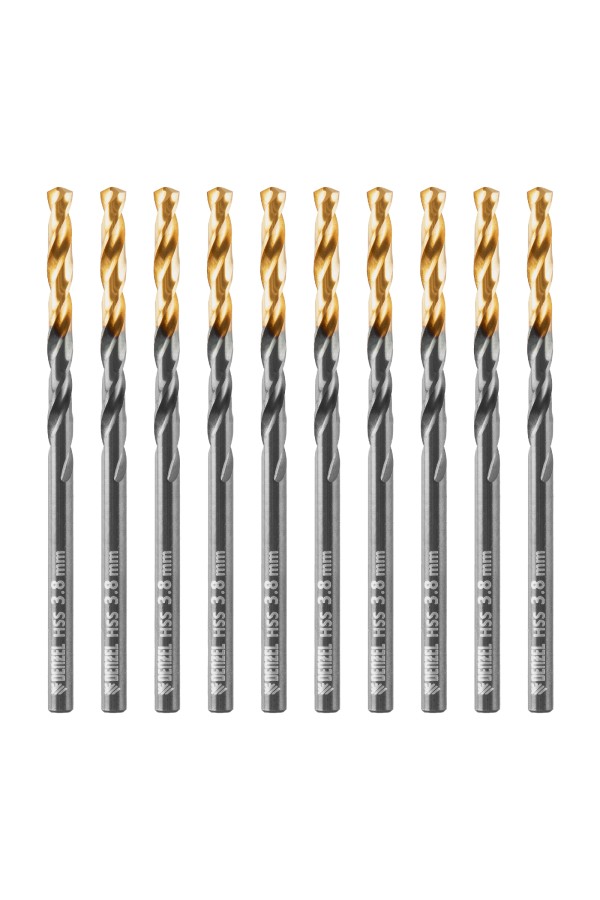 Сверло по металлу, 3,8 мм, HSS-Tin, Golden Tip, 10 шт. Denzel