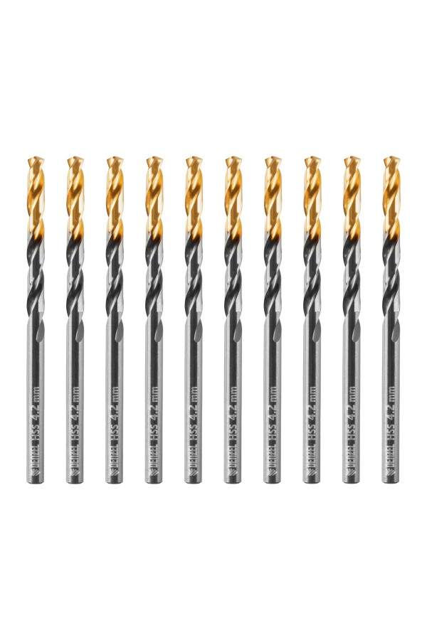 Сверло по металлу, 4,2 мм, HSS-Tin, Golden Tip, 10 шт. Denzel