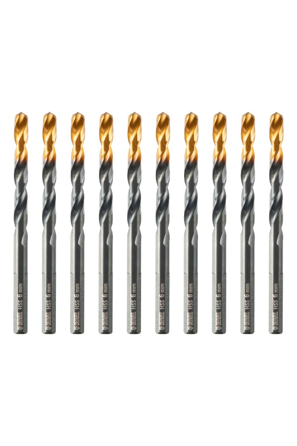 Сверло по металлу, 6 мм, HSS-Tin, Golden Tip, 10 шт. Denzel
