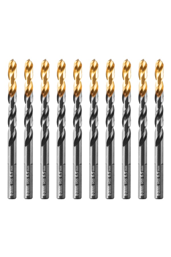 Сверло по металлу, 6,5 мм, HSS-Tin, Golden Tip, 10 шт. Denzel