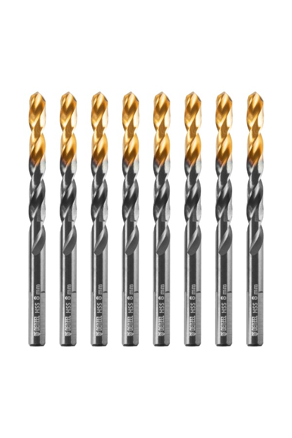 Сверло по металлу, 8 мм, HSS-Tin, Golden Tip, 8 шт. Denzel