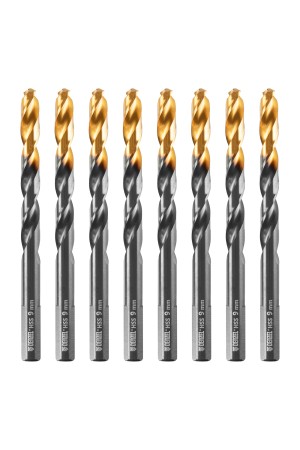 Сверло по металлу, 9 мм, HSS-Tin, Golden Tip, 8 шт. Denzel
