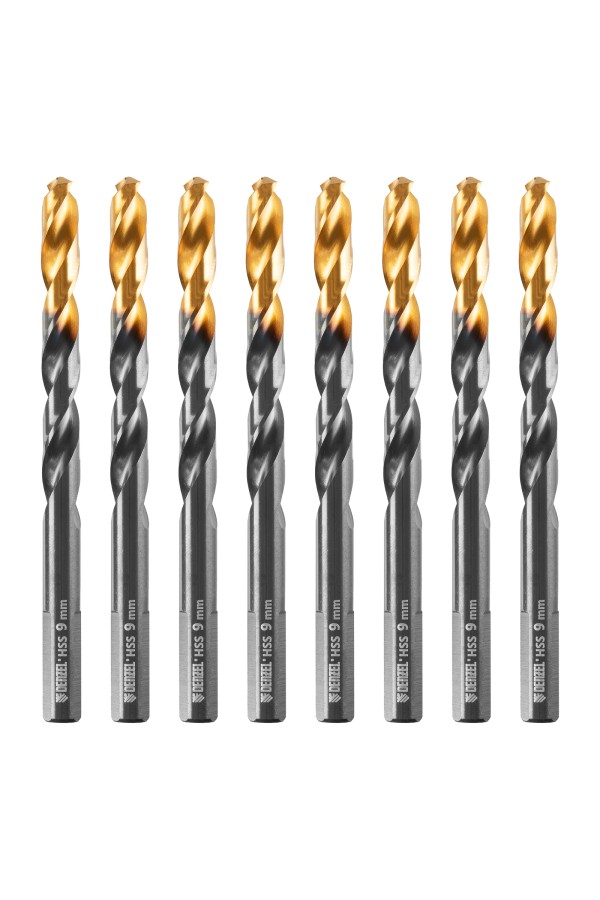 Сверло по металлу, 9 мм, HSS-Tin, Golden Tip, 8 шт. Denzel