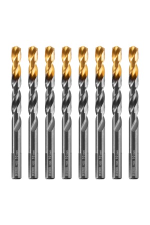 Сверло по металлу, 10 мм, HSS-Tin, Golden Tip, 8 шт. Denzel