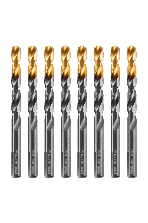 Сверло по металлу, 10 мм, HSS-Tin, Golden Tip, 8 шт. Denzel