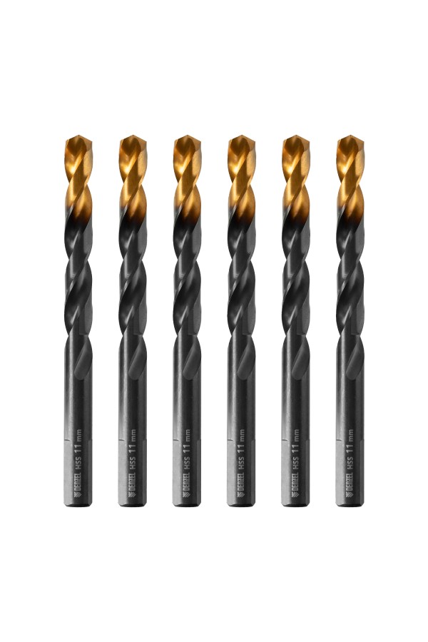 Сверло по металлу, 11 мм, HSS-Tin, Golden Tip, 6 шт. Denzel