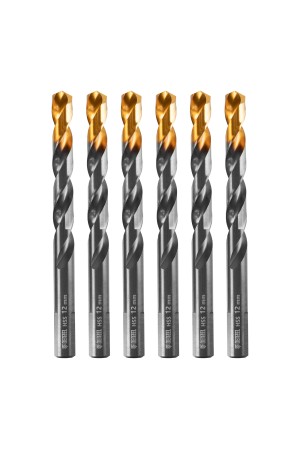 Сверло по металлу, 12 мм, HSS-Tin, Golden Tip, 6 шт. Denzel