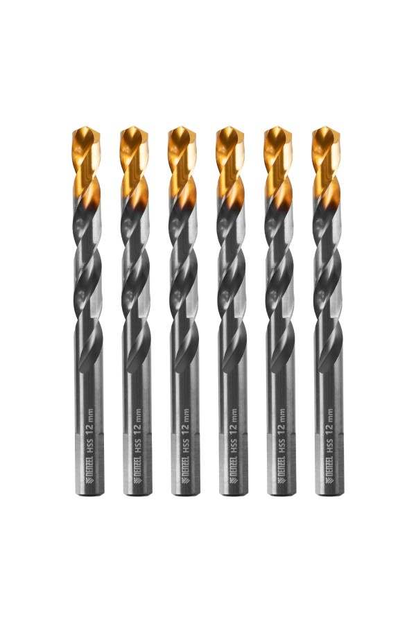 Сверло по металлу, 12 мм, HSS-Tin, Golden Tip, 6 шт. Denzel