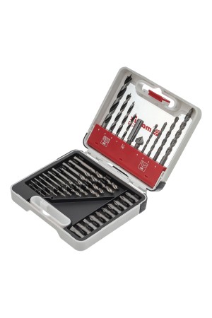 Набор сверл комбинированный, сверла по металлу 1-6 мм, бетону 4-8 мм, дереву 4-8 мм, биты 10 шт, адаптер, зенковка, 31 предмет Pro Matrix