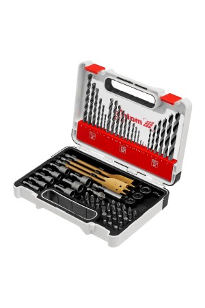 Набор сверл комбинированный, сверла по металлу 1-6 мм, бетону 3-8 мм, дереву 3-8 мм, перовые 16,20,22 мм, биты 30 шт, адаптер, головки 8 шт, 71 предмет Pro Matrix