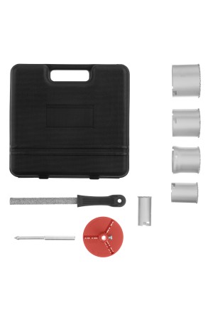 Набор коронок по керамической плитке, 33-53-67-73-83 мм, напил, в пластиковом боксе, шестигранный хвостовик Matrix