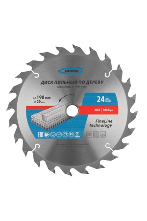 Пильный диск по дереву 190 x 20/16 x 24Т Gross