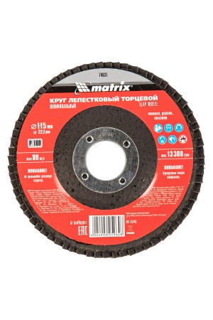 Круг лепестковый торцевой, P 100, 115 х 22.2 мм Matrix