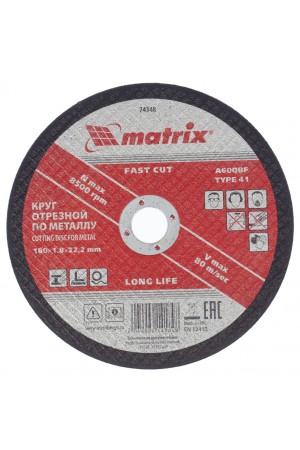 Круг отрезной по металлу, 180 х 1.8 х 22.2 мм Matrix