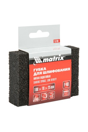Губка для шлифования, 100 х 70 х 25 мм, мягкая, P 40 Matrix