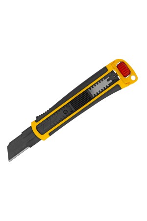 Нож, 25 мм, сменное лезвие, SK4, корпус из ABS + TPR, торцевой зажим Denzel