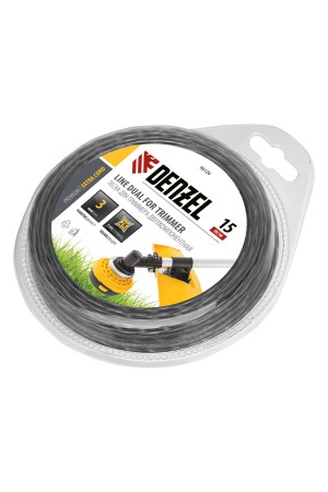 Леска для триммера двухкомпонентная, квадратная 3 мм x 15 м Extra cord Denzel