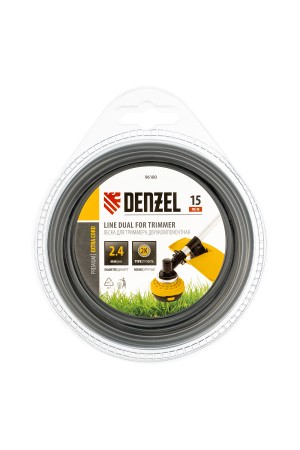 Леска двухкомпонентная для триммера, круглая, 2.4 мм х 15 м, EXTRA CORD Denzel